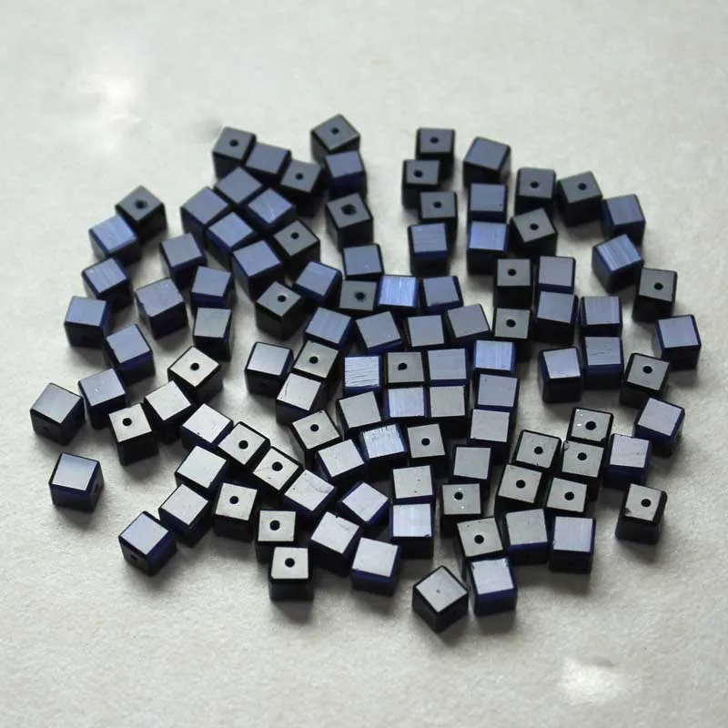 dark sapphire Бусины "кошачий глаз", 100 шт, кубические разделители, смешанные бусины, подходят для DIY женщин и мужчин, браслет, ожерелье, ювелирные изделия, подарки, 6*6 мм - Цвет: dark sapphire