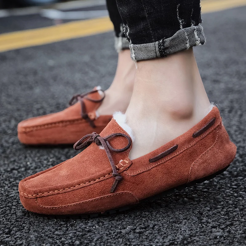 

Men Shoes Black Loafers Slip on Male Footwear outdoor Adulto Moccasin Soft with fur Comfortable Casual Shoes Men Sneakers Flats