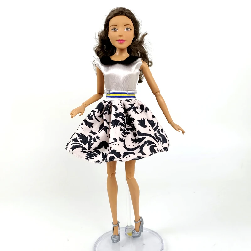 Короткое белое платье без рукавов с круглым вырезом для кукол Барби наряды 1/6 BJD