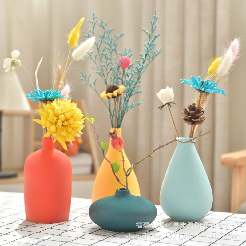 

Ceramic Small Plant Vase Table Vintage Nordic Desk Creative Vase Minimalist Flower Kitchen Deco Maison Home Decoration DL60HP