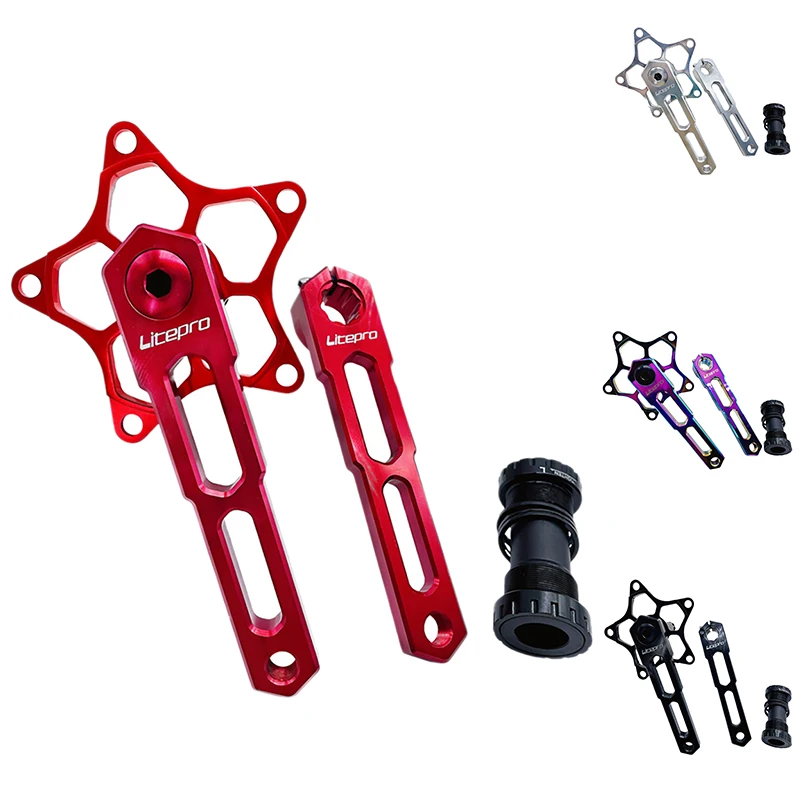 

Litepro Lightweight 130Bcdmm Integral Hollow Stars Crank Folding Bicycle Aluminum Alloy Five Claw Crank Bike Parts
