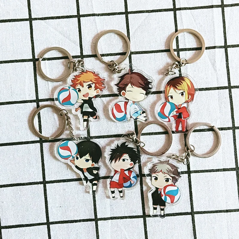 

Anime Keychain Haikyuu Shouyou Hinata Double Sided Key Ring Acrylic Pendant Cartoon Accessories Kids Key Holder Gift Porte Clef