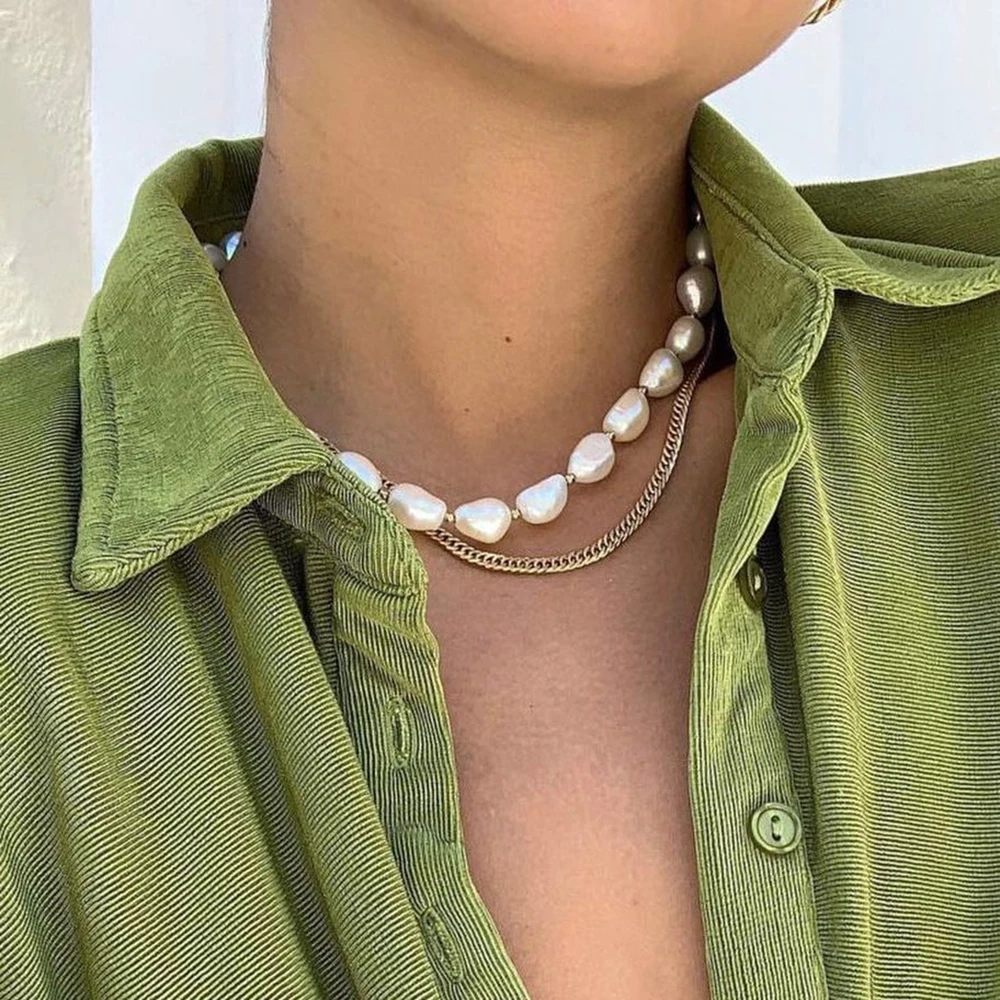 

VG 6YM New Fashion Double Layer Pearl Chain Ladies Necklace Same Birthday Gift Alloy Necklace Jewelry Wholesale