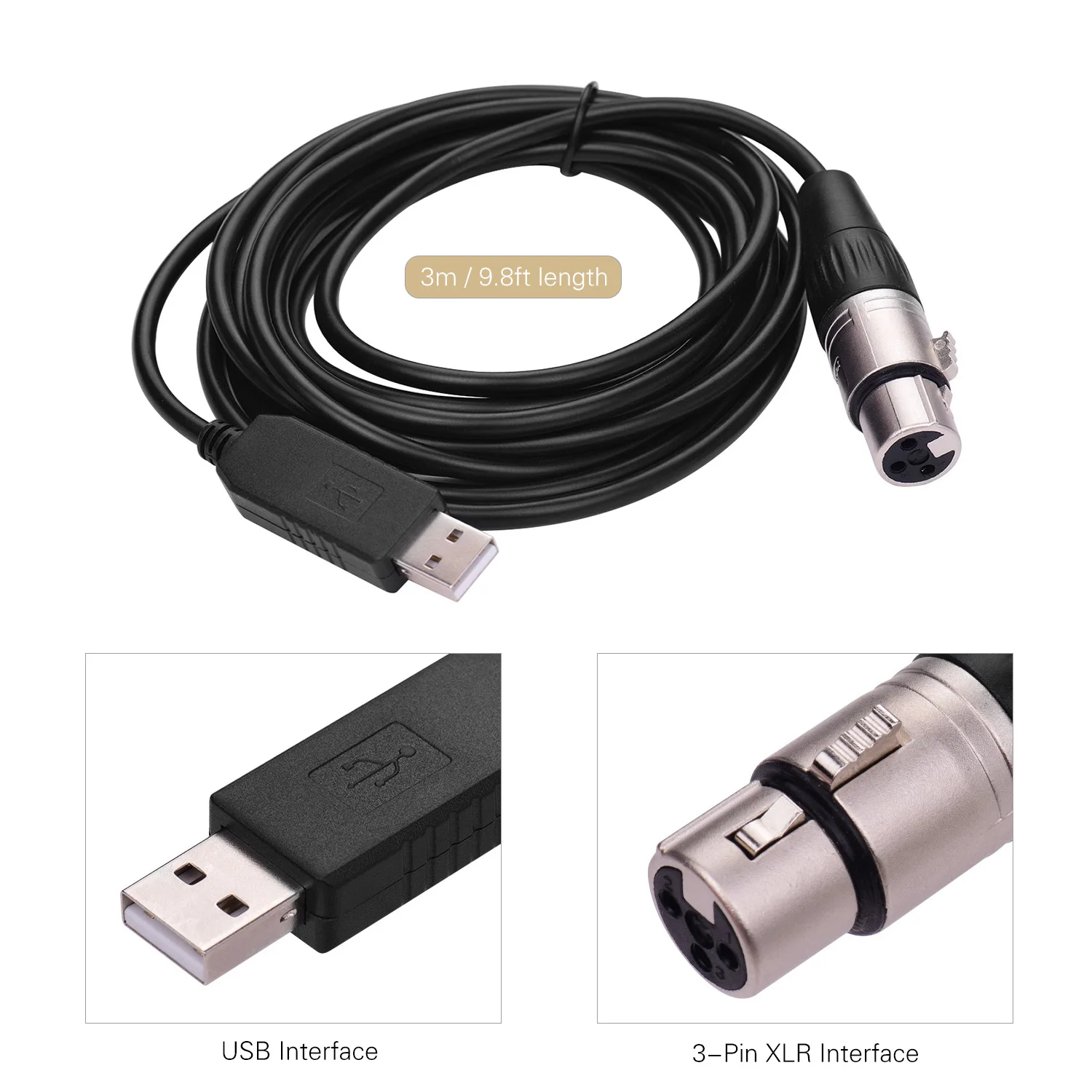 Кабель-преобразователь RS485 DMX512 с USB на 3Pin XLR внутренним интерфейсом для