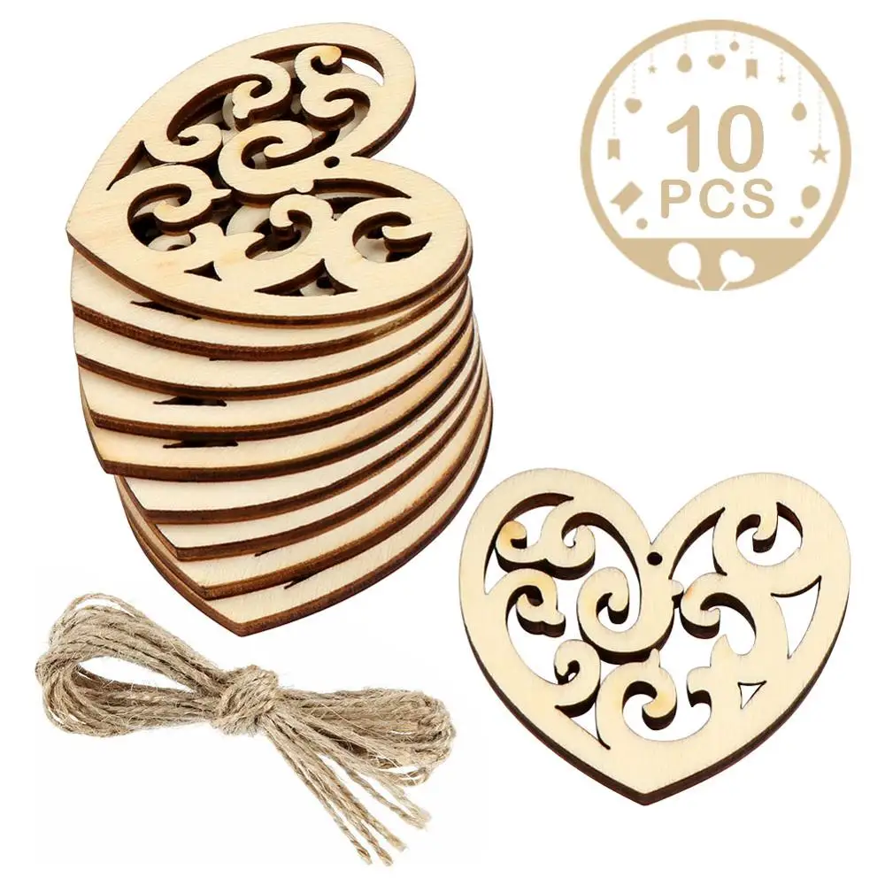 10Pcs XX Heart OurWarm, Деревенское свадебное украшение, Сердце, дерево, гостевая книга, шоколадная подставка, коробка для колец, деревянная коробка для карт с замком, винтажные свадебные подарки - Цвет: 10Pcs XX Heart