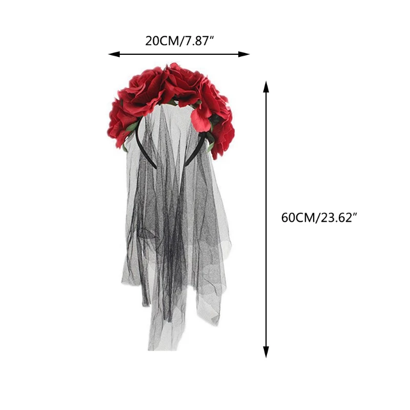 

Mesh Veil Headband Flower Lace Headwear for Halloween Party Carnival Vintage Headwear Cosplay Headpiece Party Supplies