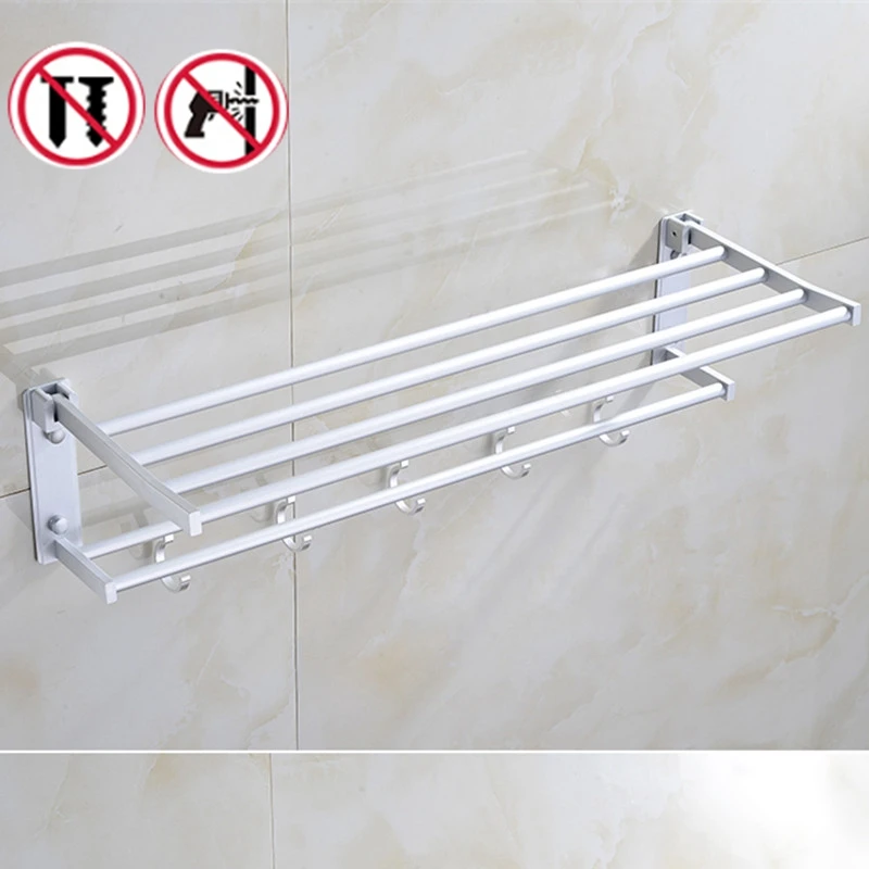 Вешалка для полотенец в ванную комнату настенная без сверления пространственного алюминия.