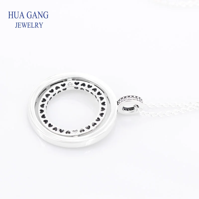 Ожерелье женское из серебра 925 пробы с вращающимся сердцем|Подвески| |