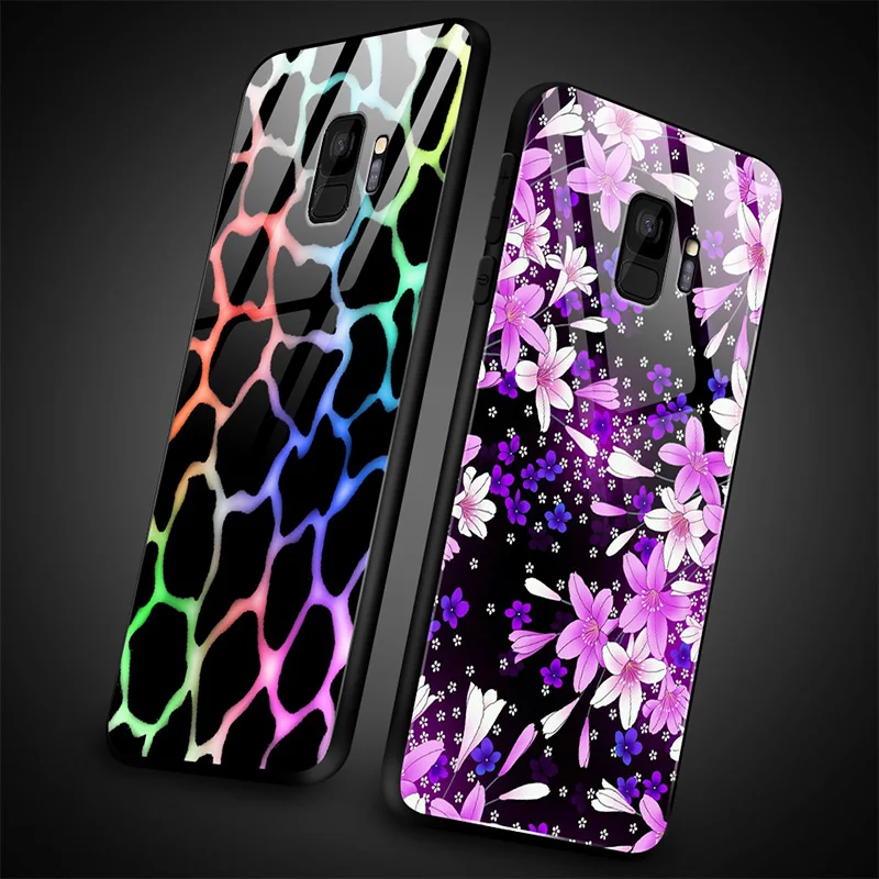 for OnePlus 3T 3 5 6T 5T 6 7 7 Pro Anti Knock Tempered Glass Cover for Samsung Galaxy S9 S8 S10 Plus Printing Fancy Phone Case