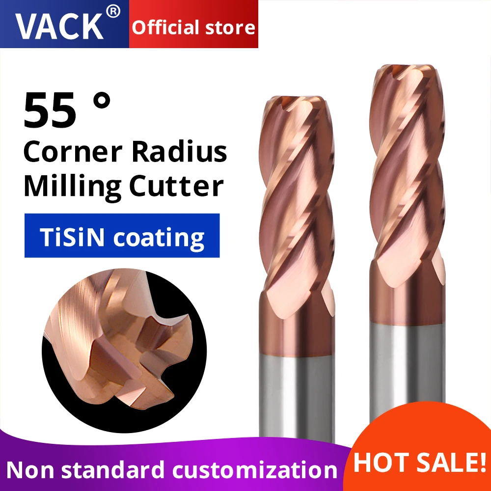 

VACK HRC55 Carbide Endmill R Angle Router Bits Round Nose Milling Cutter Alloy Tungsten Steel Cutting Tools CNC Maching End Mill