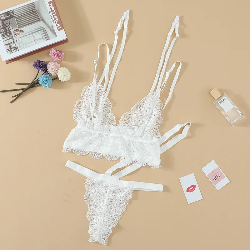 Привлекательный сексуальный сетчатый кружевной бюстгальтер с вырезами 3