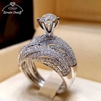 new big flash diamond engagement set ring ladies ring fashion luxury jewelry engagement rings for women