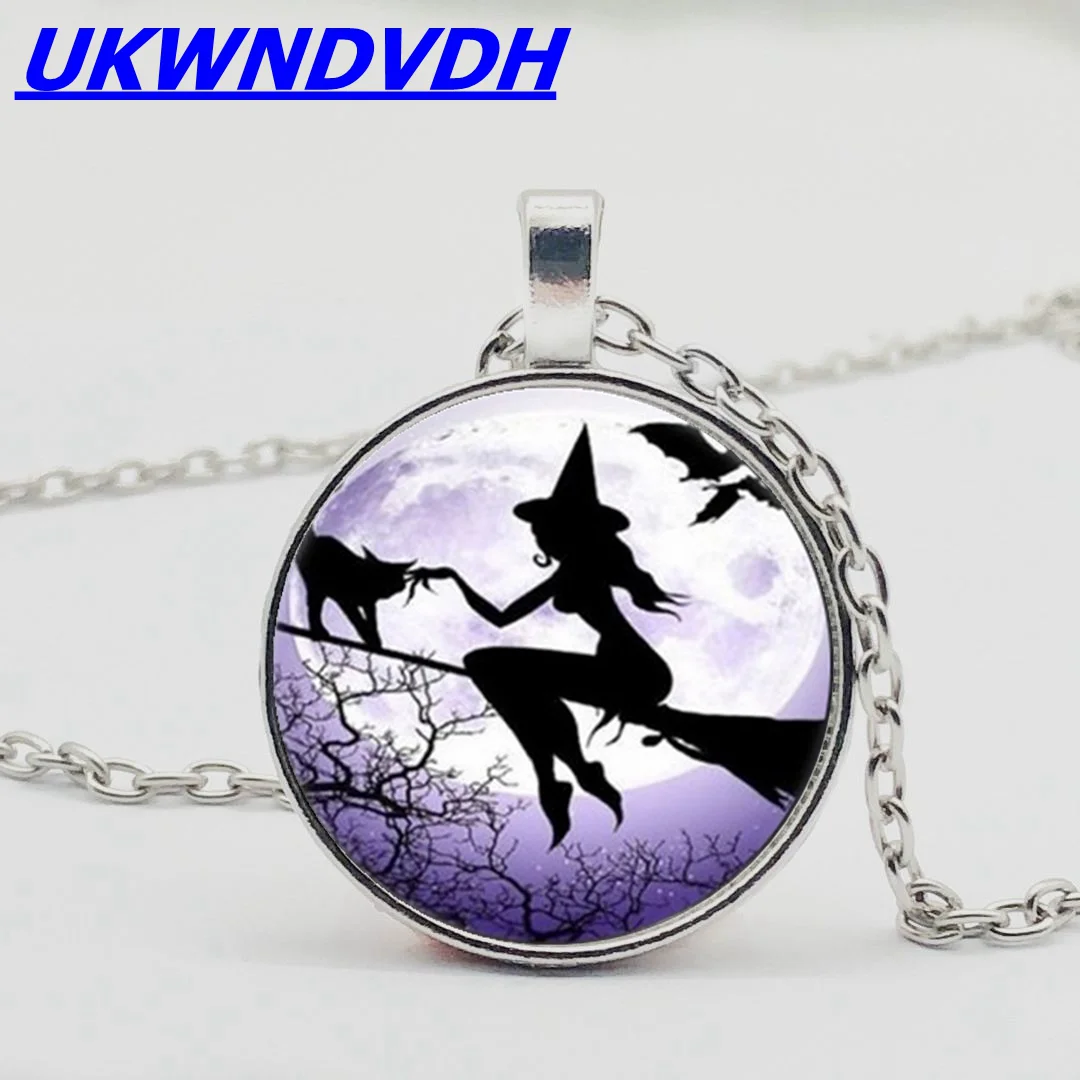 Ожерелье с подвеской в виде черной кошки и ведьмы|Ожерелья подвеской| |