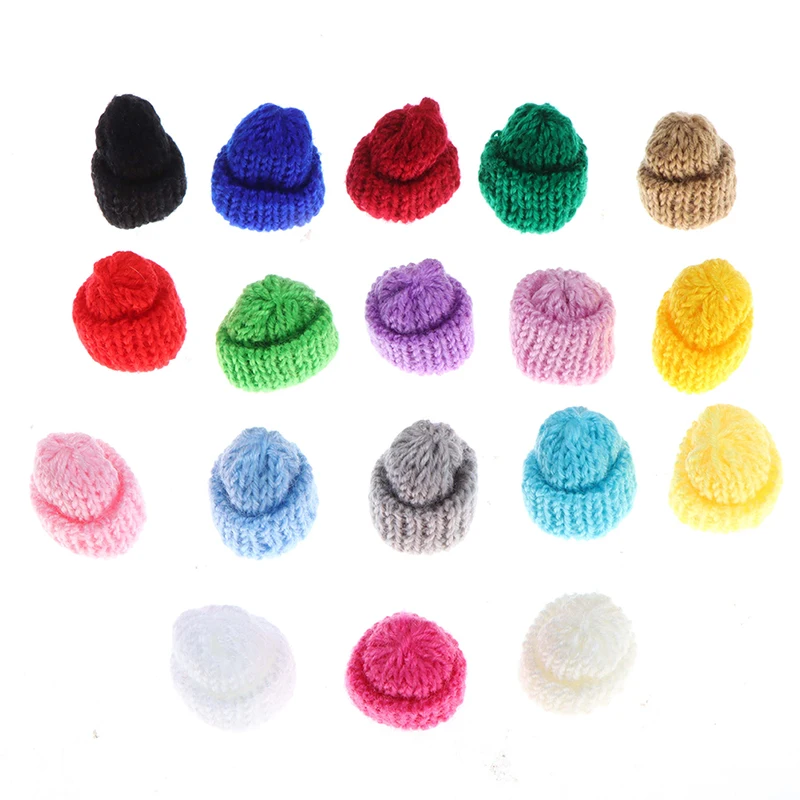 

10Pcs Colorful Mini Plush Ball Knitting Hat DIY Doll Garment Handmade Sewing Soft Hat Garment Art Craft Supplies Hair Accessory