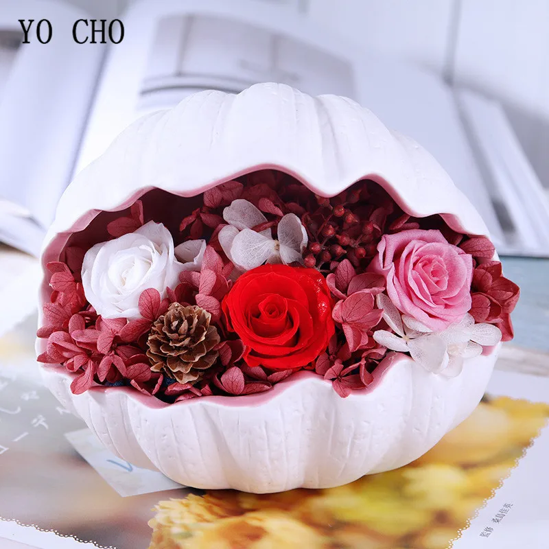 Сушеная розовая Гортензия цветы неувядающая свежая роза в Ракушке свадьба день