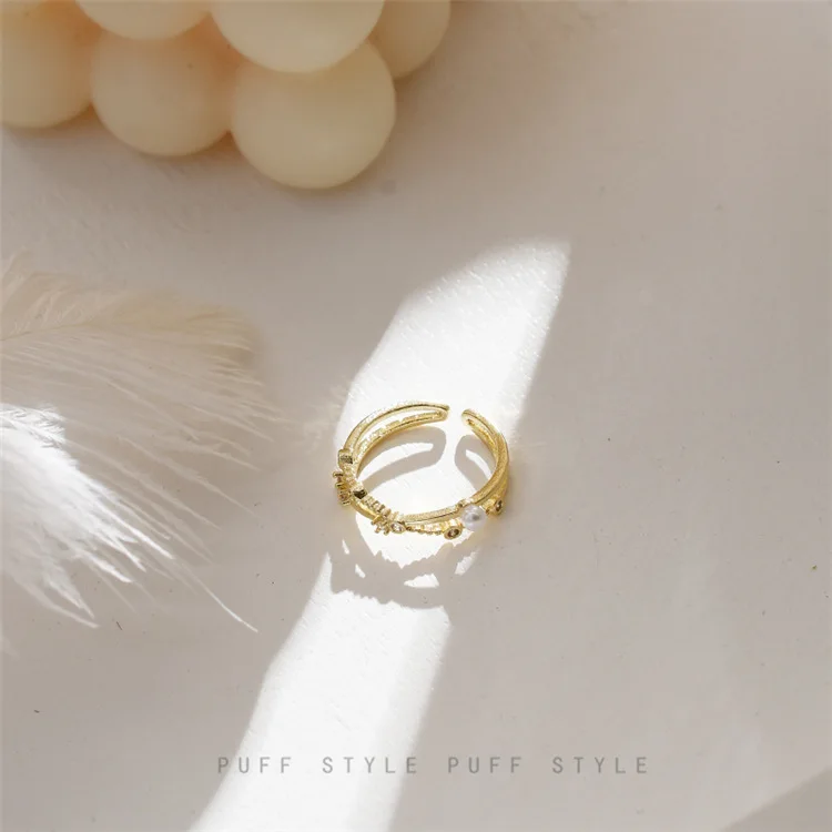 Женское кольцо на указательный палец с жемчугом|Кольца| |