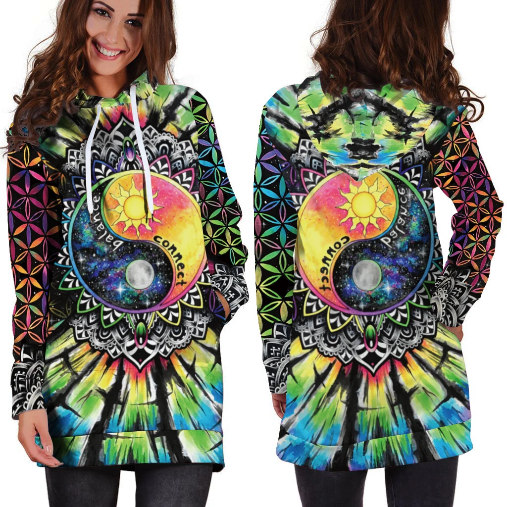 Женская толстовка с капюшоном психоделическая футболка объемным рисунком