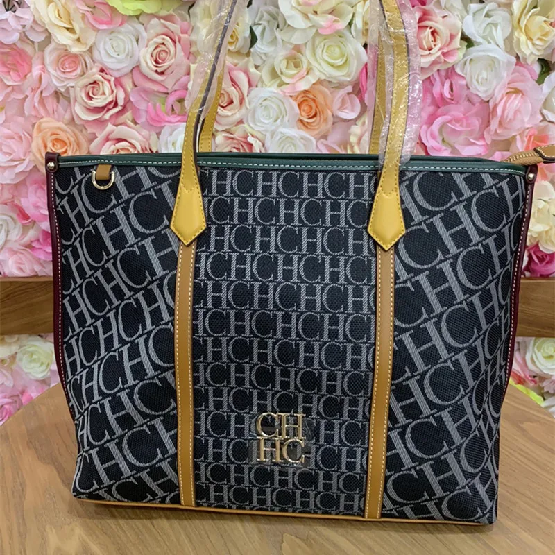 

Genuine Leather Handbag 2021 New Fashion Print Letter CH Wild Large Capacity Shoulder Tote Bag Top Quality Luxury Brand Sac Luxe