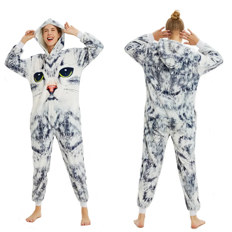2019 Унисекс Взрослые животные кигуруми зима единорог пижамы наборы мультфильм