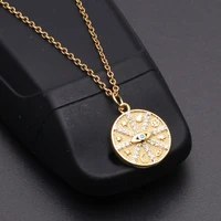 universe star set diamonds stone necklace copper gold plated pendant choker stainless steel chain for women fashion jewelry