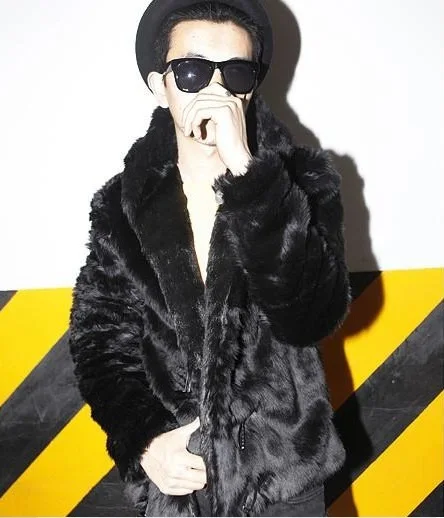 Cheap Cloth 2020 Autumn Winter Faux Fur Coat Long Sleeve Hooded Couple Top Outfits Horn Button Black Leather Jacket X659 | Мужская