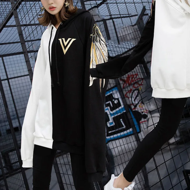 

Newly Couple Gradient Color Sweatshirt Hip-hop Loose Hooded Sweatshirt Casual Pullover Hoodie for Men Women BN99