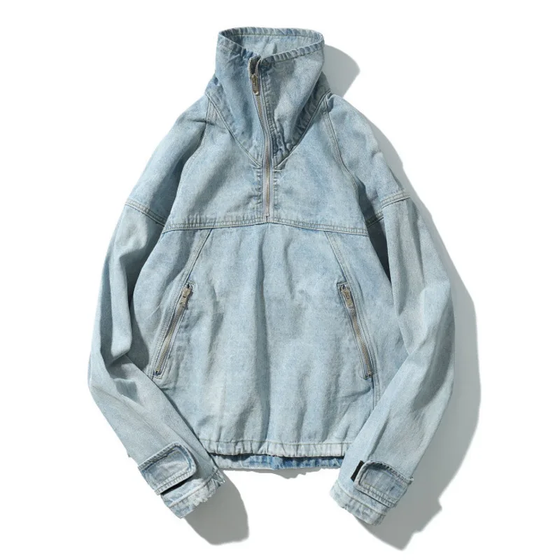 Пуловер мужской джинсовый на молнии Готическая куртка в стиле панк рейва