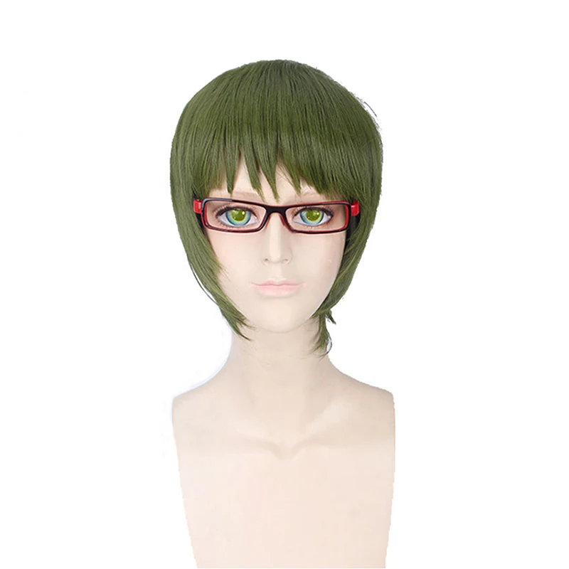 

Kuroko'S Basketball Midorima Shintaro Cosplay Wigs High-Temperature Fiber Synthetic Hair Olive Green Short Hair + Free Hair Cap