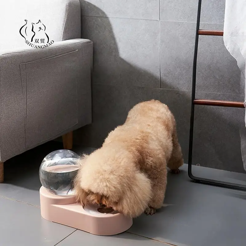 

New Bubble Pet Bowls Cat Food Automatic Feeder 1.8L Fountain for Water Drinking Single Large Bowl Dog Kitten Feeding Container