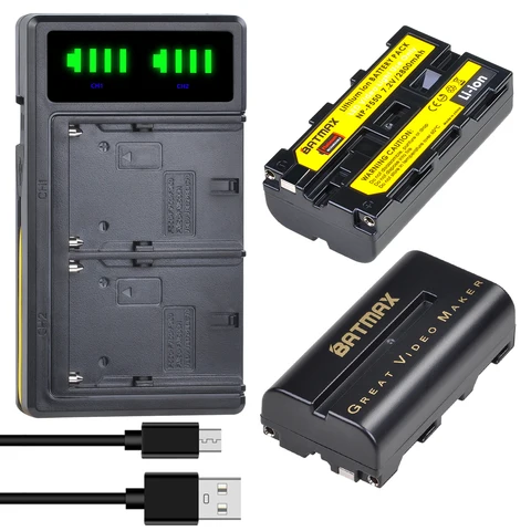 Аккумулятор Batmax NP-F550 NP-F570 + двойное зарядное устройство со светодиодной подсветкой типа C для Yongnuo Viltrox Video Light YN300 II YN300 III YN600 Air T119S
