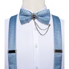 Мужские подтяжки 6 зажимы подтяжек Y-образная шелковая бриллиантовая брошь Карманный квадратный набор Свадебная вечеринка Мужские аксессуары DiBanGu