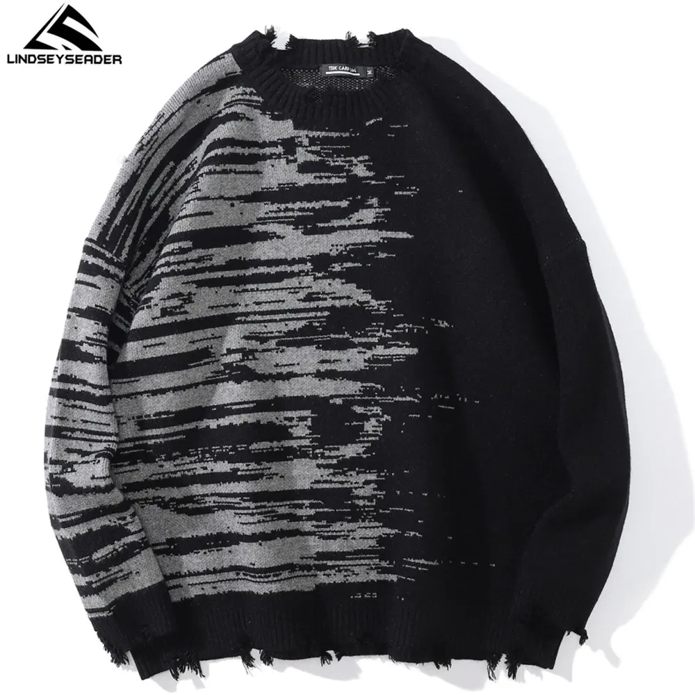 

Мужской пуловер с вышивкой и надписью, Трикотажный Свитер оверсайз в стиле Харадзюку, одежда для улицы, 2021