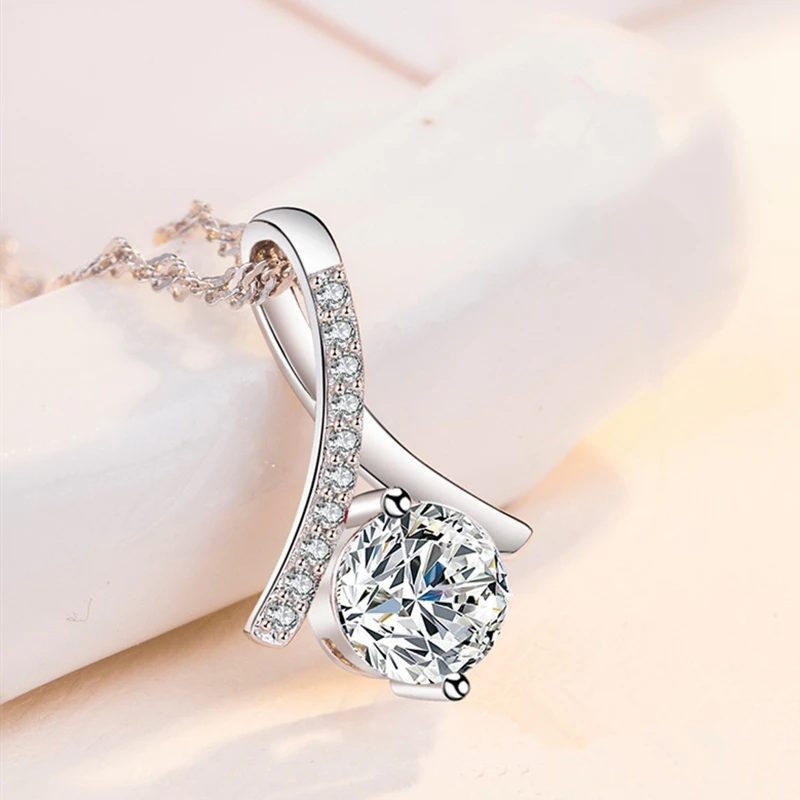

925 Sterling Silver Necklace Single Beads Pendant Necklace For Women Star Fashion S925 Jewelry AAA Zircon Choker