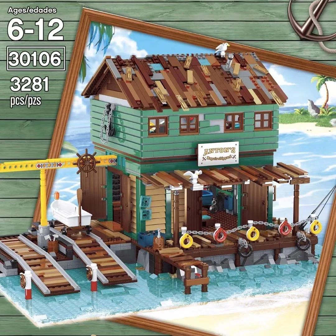 

Creatoring Ship Repair Shipyard Building Blocks Captains Wharf Fisherman Hut Boat House Diner Dock Bricks Toys Gift for Adult