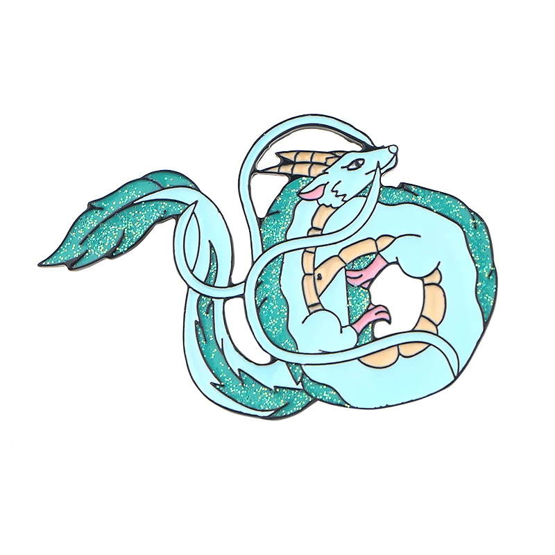 

K155 White dragon Fashion Pins Metal Enamel Pins and Brooches for Women Backpack/Bags Badge Collar Jewelry 1pcs