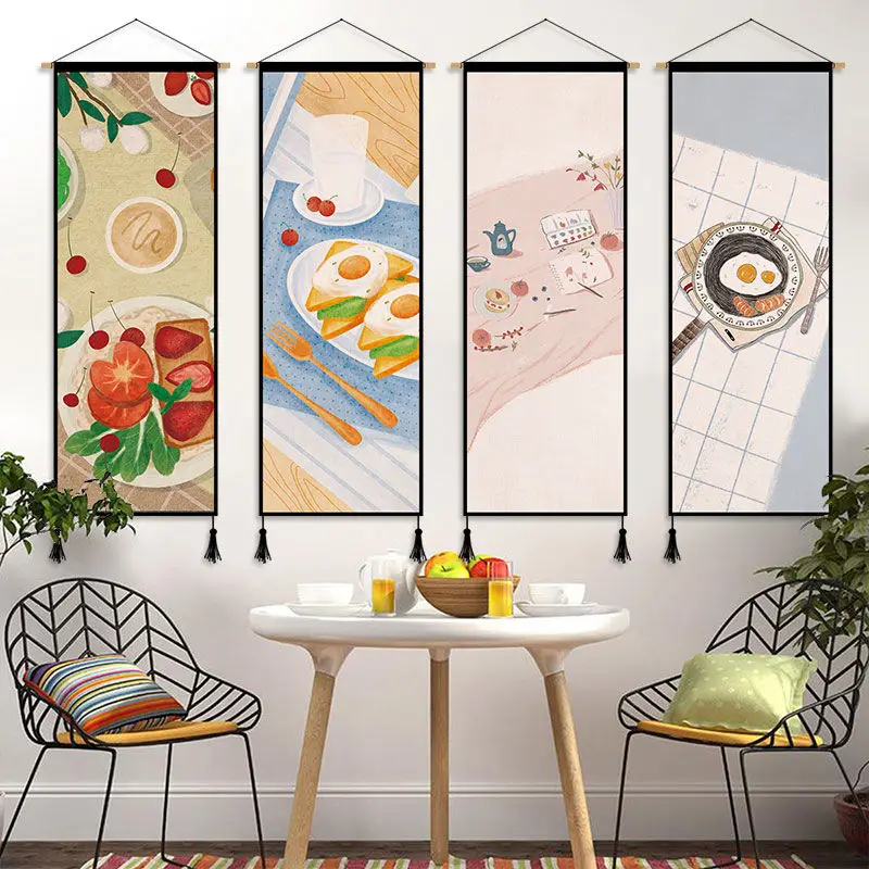 

Ins Fresh Cute Cat Hanging Scroll Paintings Wall Art Canvas Painting Prints Poster Hanging Scroll Paintings Tapestry Home Decor