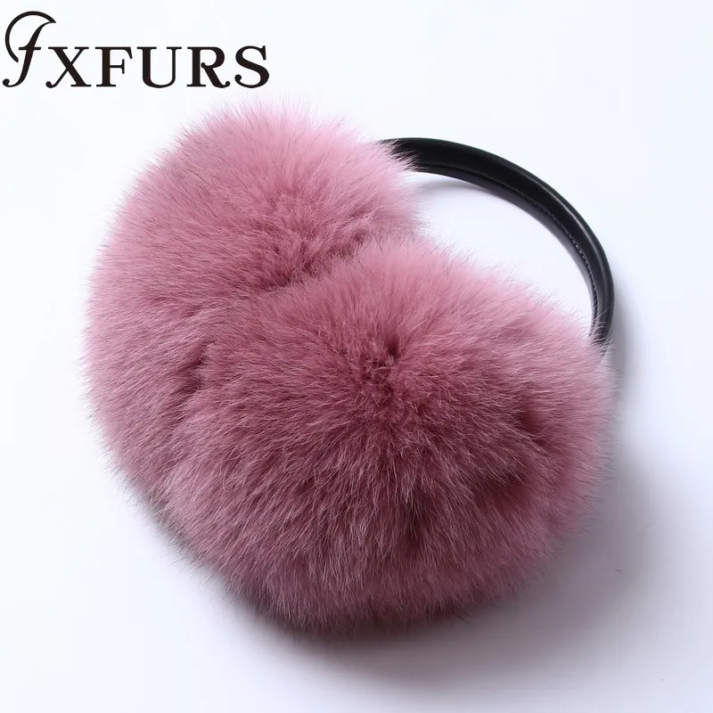 Женские меховые наушники FXFURS модные милые большие из лисьего меха теплые ушанки