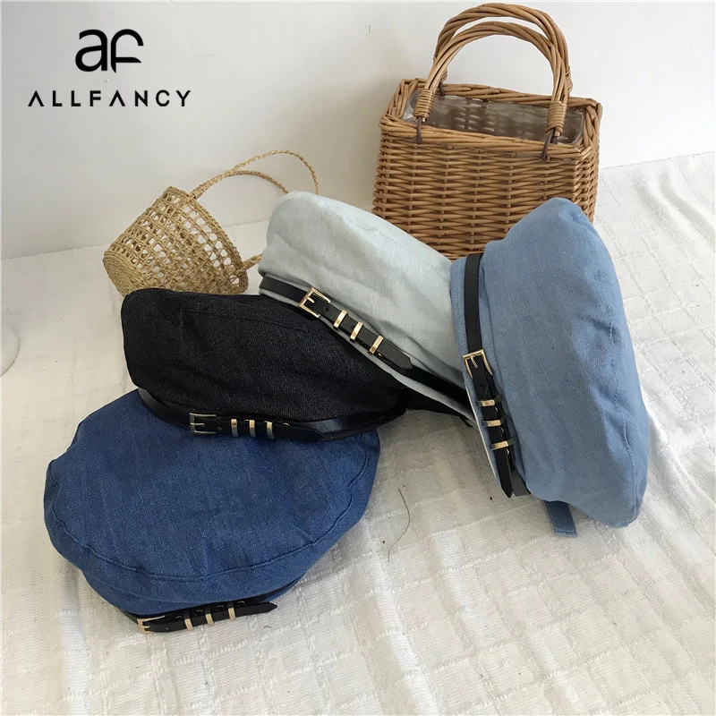 ALLFANCY Европейская и американская мода плоская шляпа Женский английский ремень