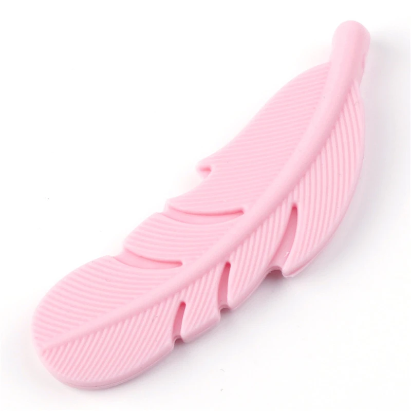 Pink 5pc 5 шт., силиконовый кронштейн-прорезыватель для зубов, силикагель, перо, Форма стержня, стоматологический кронштейн для кормления, ожерелье, аксессуар, стоматологический кронштейн - Цвет: Pink 5pc