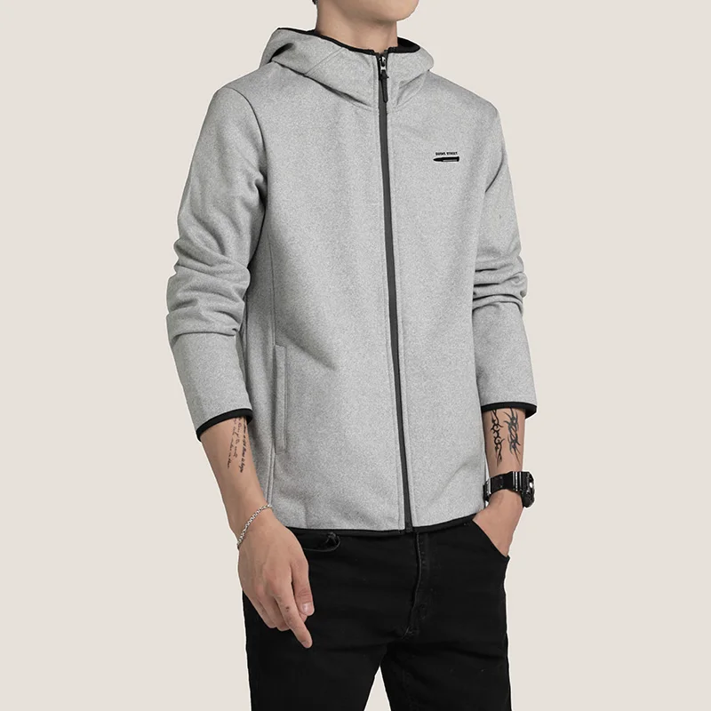 Осенняя мужская куртка Весенняя Повседневная однотонная модная на молнии с