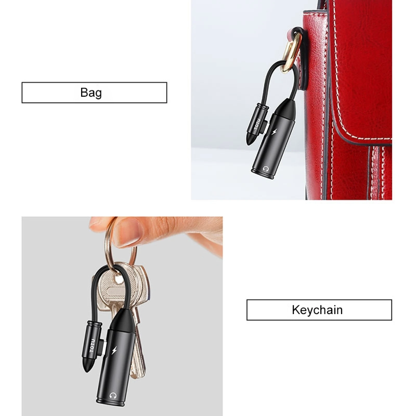 TOTUDESIGN EAUC-20 Revial Series 8 Pin Male to Dual Female 2 in 1 Mini Portable Audio & Charging Adapter - Адаптер для зарядки и передачи аудиосигнала TOTUDESIGN EAUC-20 Revial Series с 8-контактным разъемом мужского типа на два женских типа в мини-по