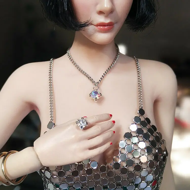 

Custom 1:6 Scale Five Color Necklace + Diamond Ring For 12" Female Body Doll