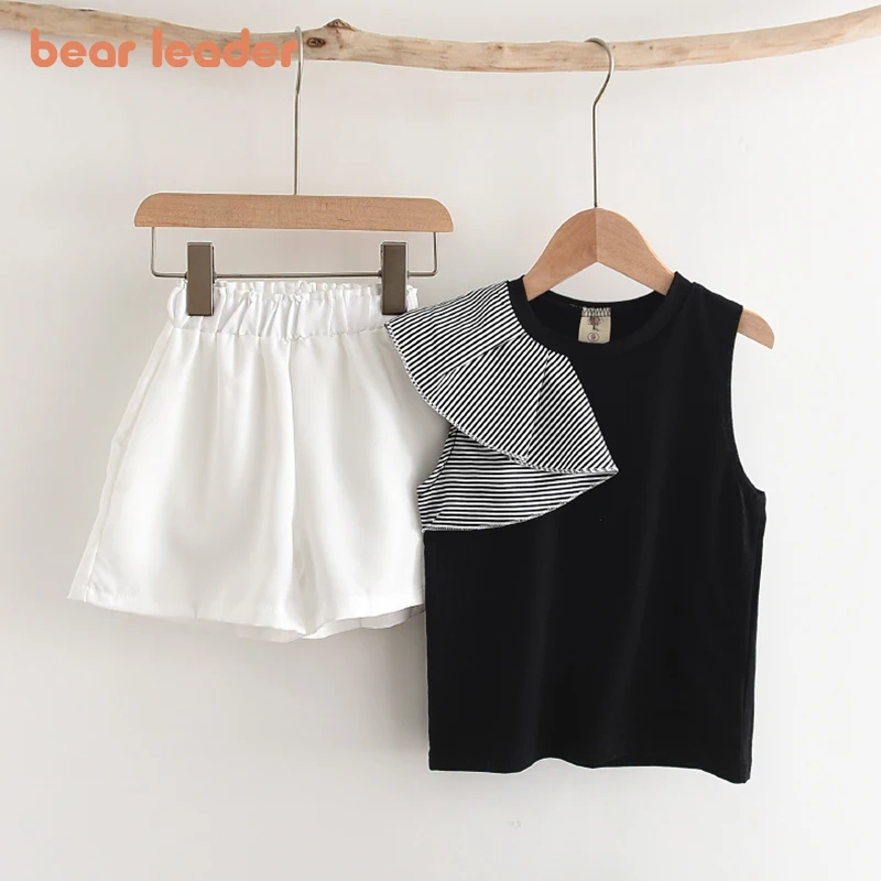 Bear Leader/милые комплекты одежды для маленьких девочек модная детская Лоскутная