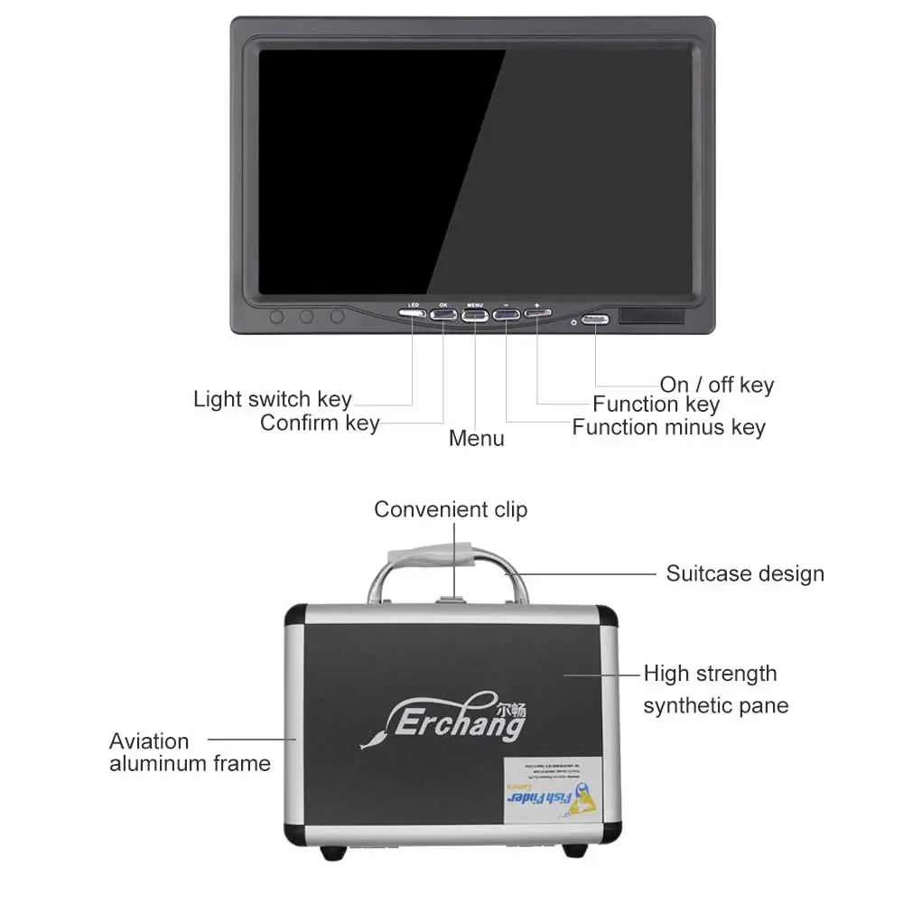 Дешево Рыбалка Камера набор 7 дюймов 1200TVL 4500MA 1280 * 720PX HD Ночное видение подводный Камера для Рыболокаторы для рыбалки на открытом воздухе