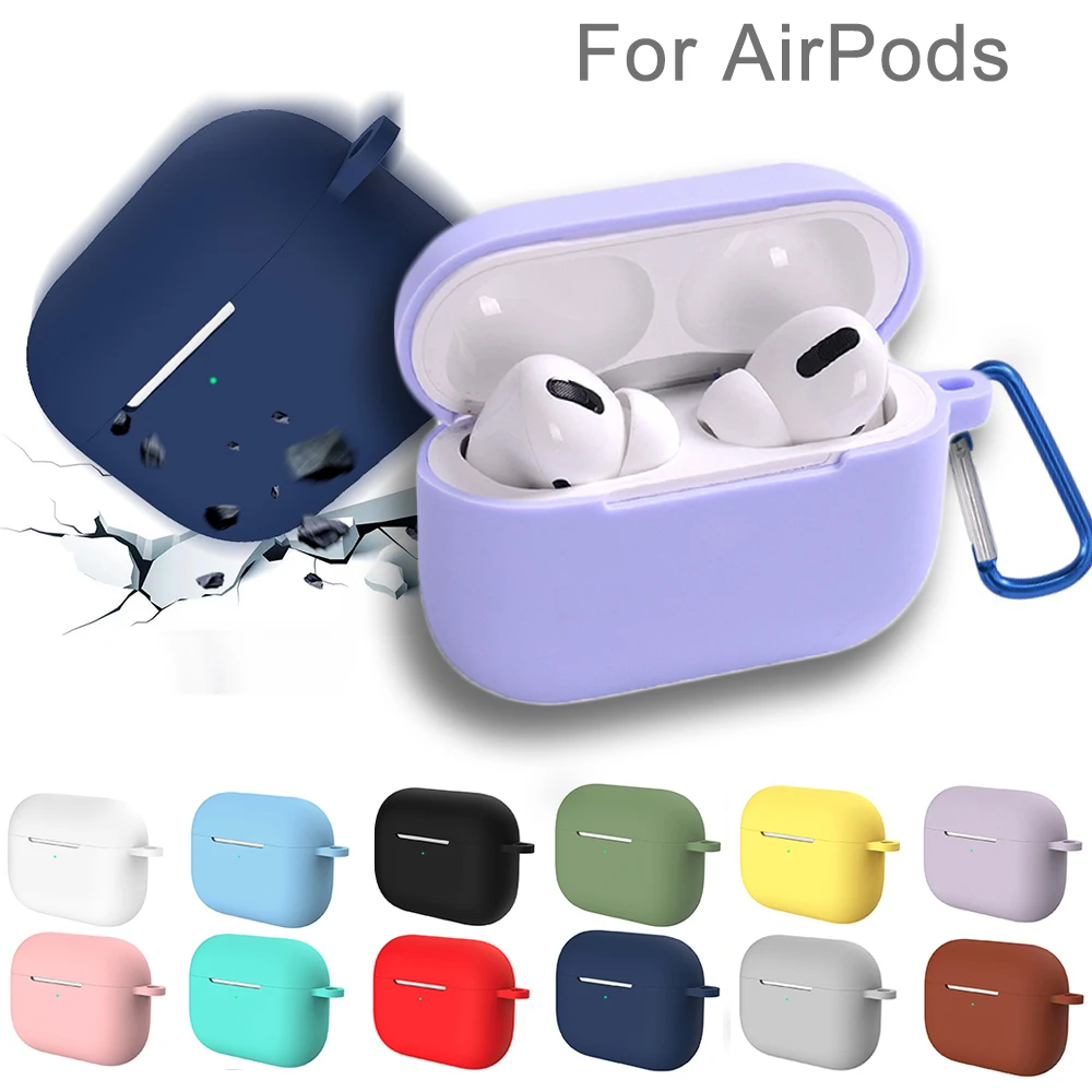 Силиконовый противоударный мягкий чехол для airPods с защитой от потери защитный