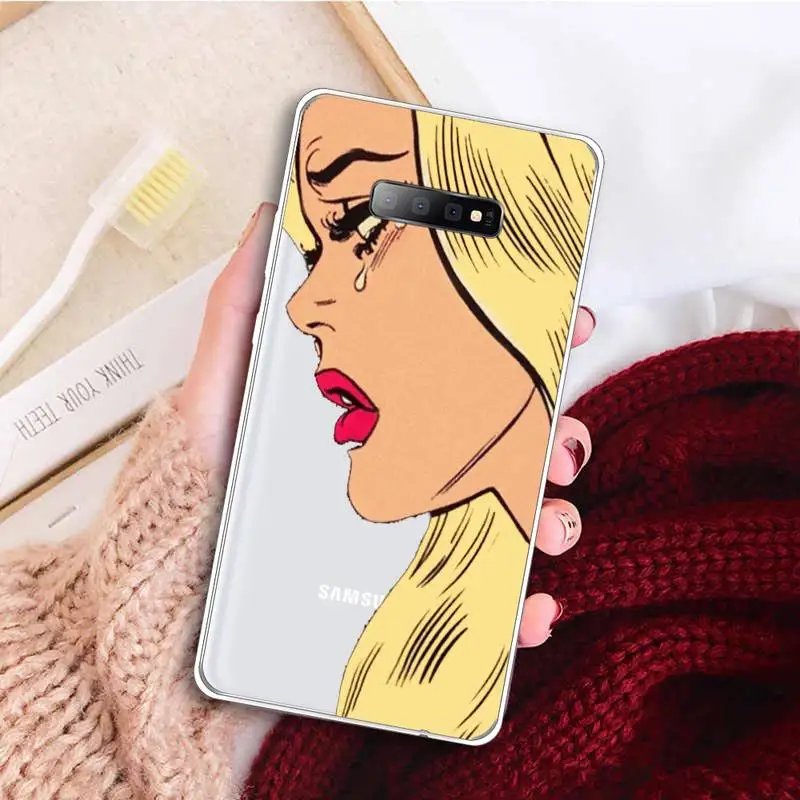 

Crying Comic Girl Painting Phone Case Transparent For Samsung Galaxy A 71 21s S note 8 9 10 plus 20 ultra