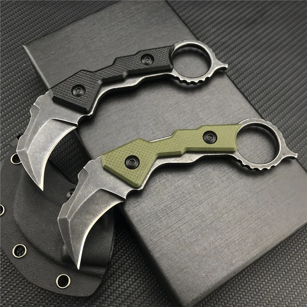 

Black/Green Cool Survival Fixed Blade Claw Knife with Black Kydex Sheath Set CSgo Style Tactical Knife for Hunting Camping EDC