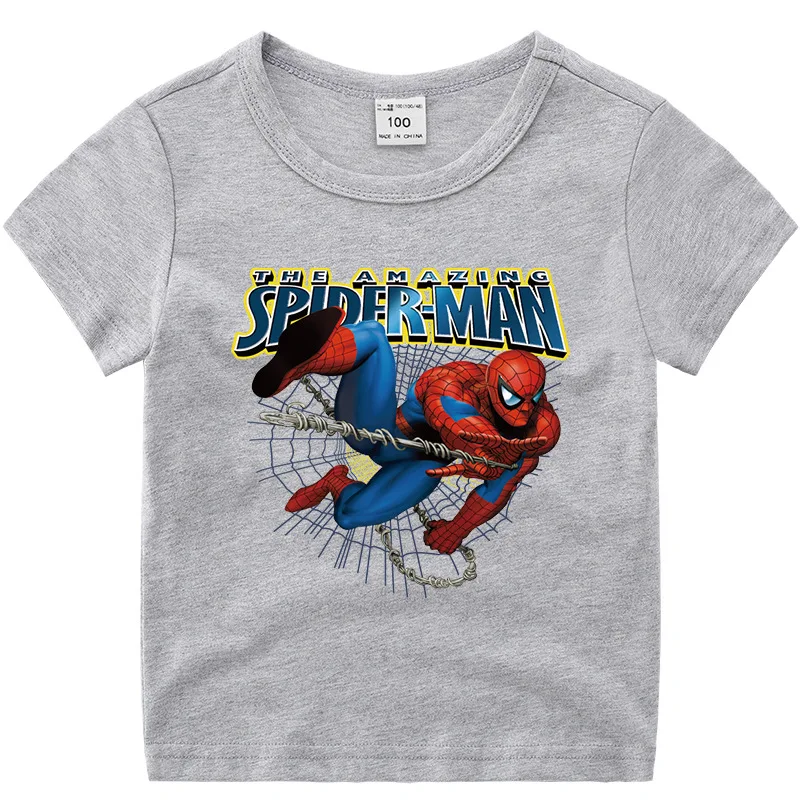 Футболка для мальчиков и девочек из 2021 хлопка с героями мультфильмов Марвел 100% |