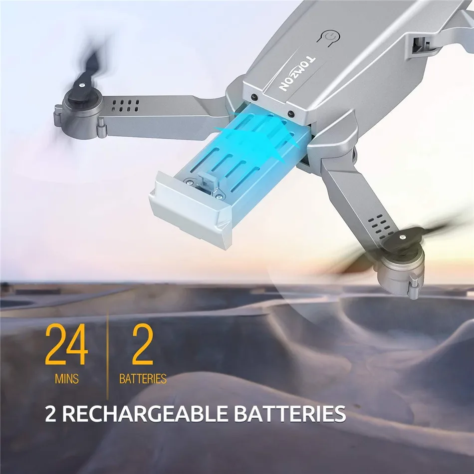 Tomzon D25 Easy to Fly Wifi FPV Foldable Drone for Adults with 4K Camera 3D Flips RC Quadcopter Mini Toys 2 Batteries