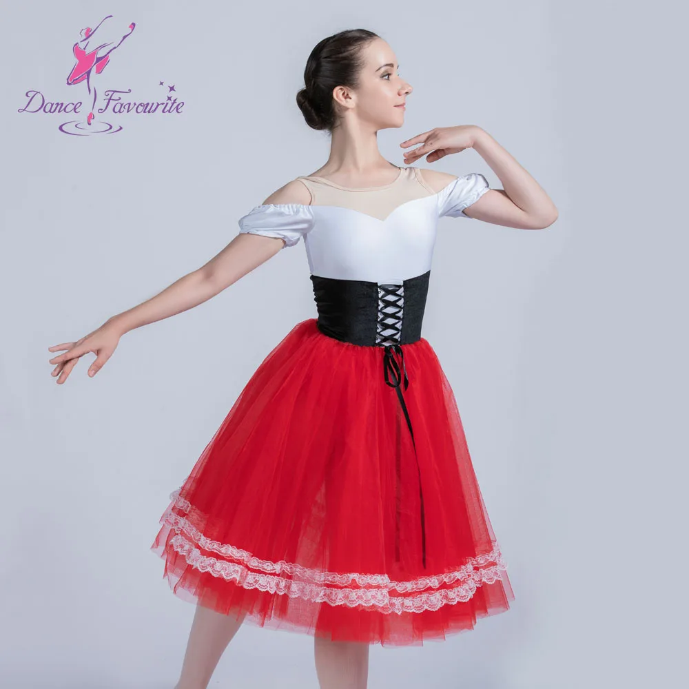 Черный и белый топ из спандекса лиф с красной тюлевой пачкой романтичная пачка